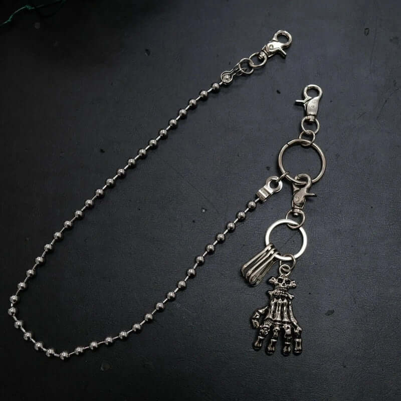 THE MEN THING Biker Fashion SKELETON WALLET CHAIN  - Pure Titanium Steel Wallet Skeleton Biker Jeans Chain with Lobster Clasps for Men & Boys - 23 inch