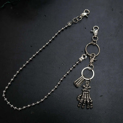 THE MEN THING Biker Fashion SKELETON WALLET CHAIN  - Pure Titanium Steel Wallet Skeleton Biker Jeans Chain with Lobster Clasps for Men & Boys - 23 inch