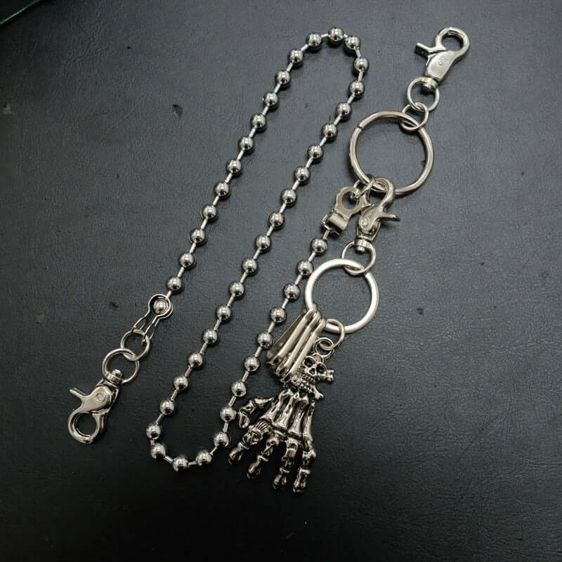 THE MEN THING Biker Fashion SKELETON WALLET CHAIN  - Pure Titanium Steel Wallet Skeleton Biker Jeans Chain with Lobster Clasps for Men & Boys - 23 inch
