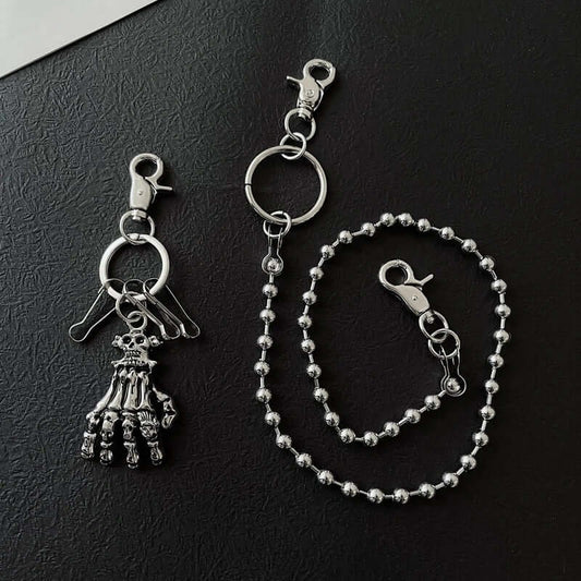 THE MEN THING Biker Fashion SKELETON WALLET CHAIN  - Pure Titanium Steel Wallet Skeleton Biker Jeans Chain with Lobster Clasps for Men & Boys - 23 inch