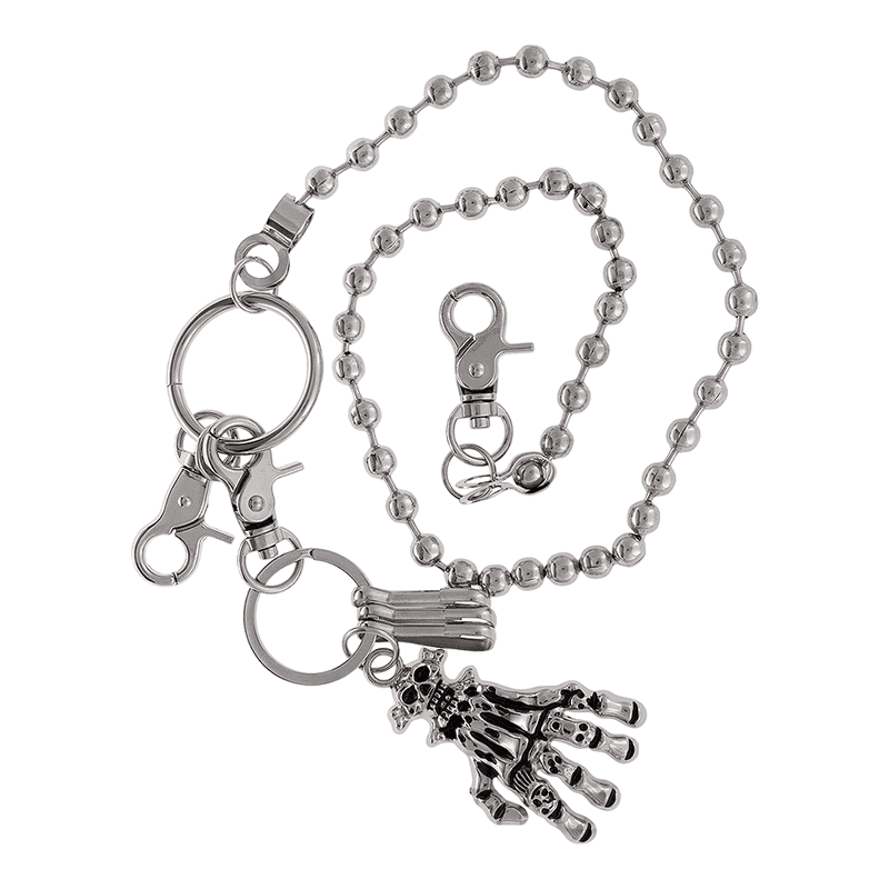 THE MEN THING Biker Fashion SKELETON WALLET CHAIN  - Pure Titanium Steel Wallet Skeleton Biker Jeans Chain with Lobster Clasps for Men & Boys - 23 inch