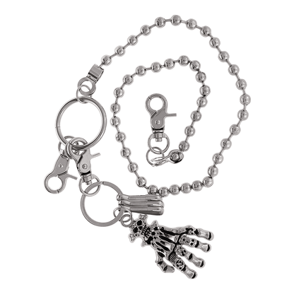 THE MEN THING Biker Fashion SKELETON WALLET CHAIN  - Pure Titanium Steel Wallet Skeleton Biker Jeans Chain with Lobster Clasps for Men & Boys - 23 inch