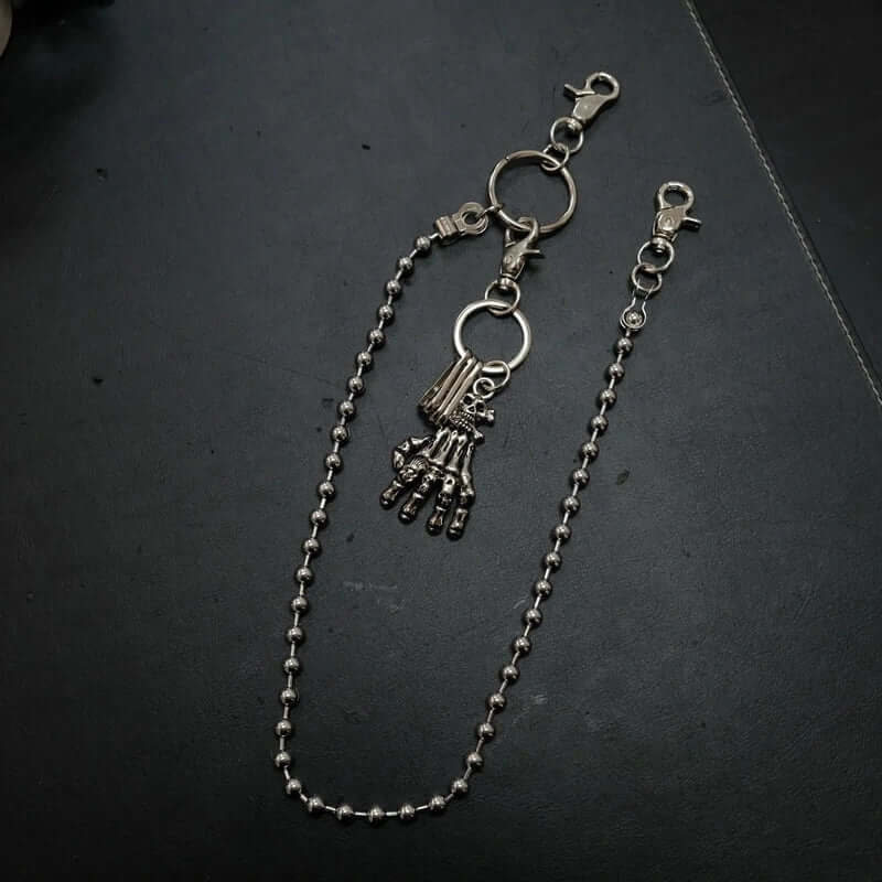 THE MEN THING Biker Fashion SKELETON WALLET CHAIN  - Pure Titanium Steel Wallet Skeleton Biker Jeans Chain with Lobster Clasps for Men & Boys - 23 inch