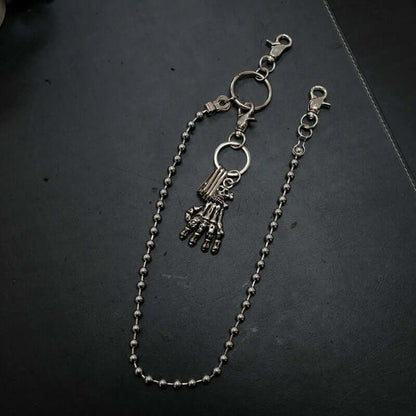 THE MEN THING Biker Fashion SKELETON WALLET CHAIN  - Pure Titanium Steel Wallet Skeleton Biker Jeans Chain with Lobster Clasps for Men & Boys - 23 inch