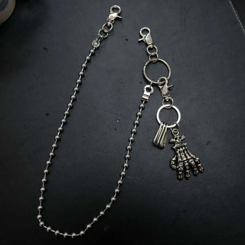 THE MEN THING Biker Fashion SKELETON WALLET CHAIN  - Pure Titanium Steel Wallet Skeleton Biker Jeans Chain with Lobster Clasps for Men & Boys - 23 inch