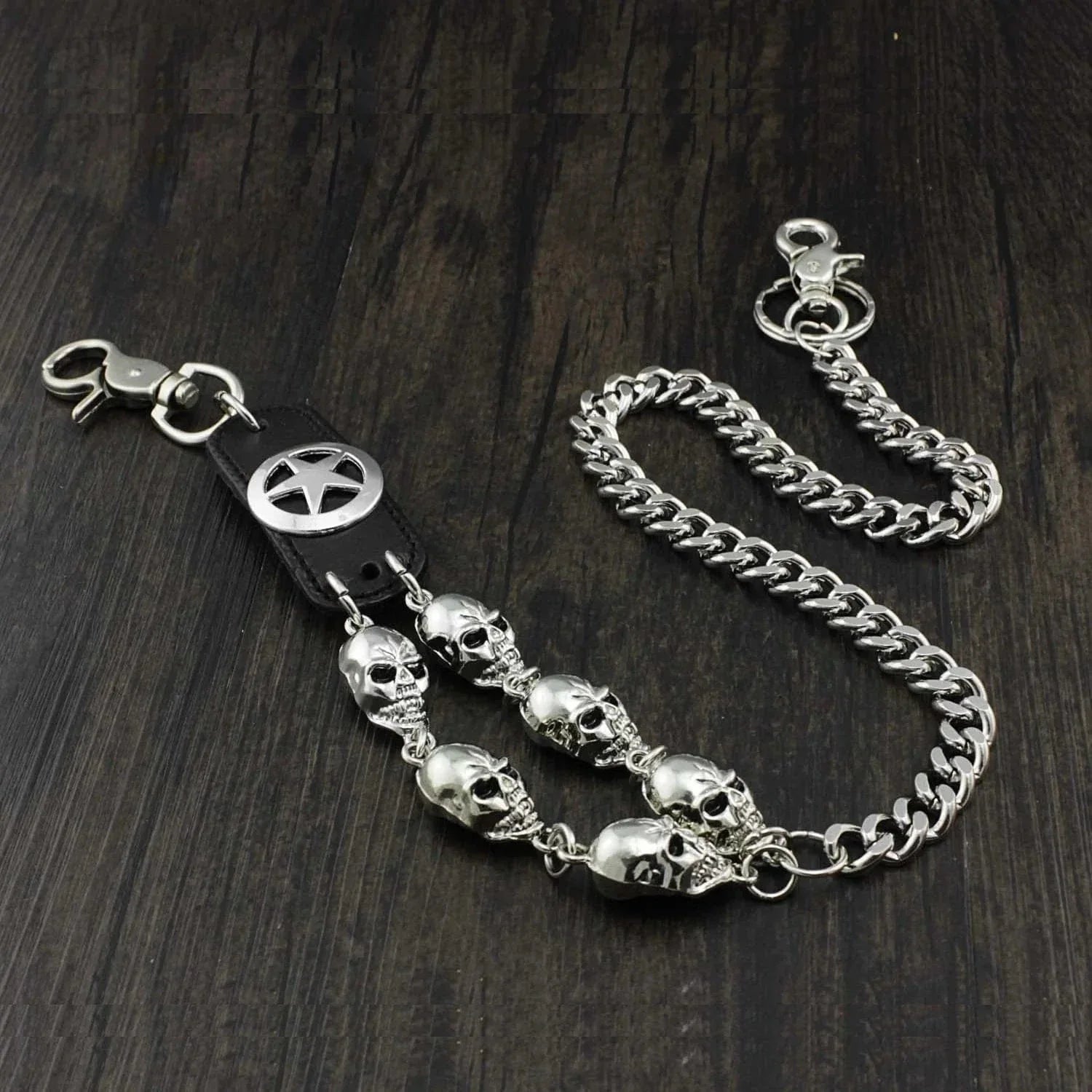 THE MEN THING Biker Fashion SKULL CROSS WAIST CHAIN - Alloy Long Wallet Biker Jeans Chain with Lobster Clasps for Men & Boys - "28"inch