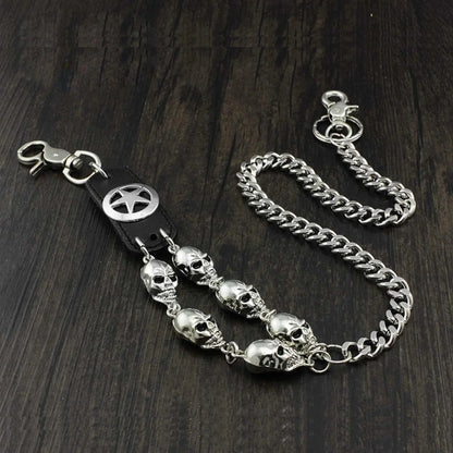 THE MEN THING Biker Fashion SKULL CROSS WAIST CHAIN - Alloy Long Wallet Biker Jeans Chain with Lobster Clasps for Men & Boys - "28"inch