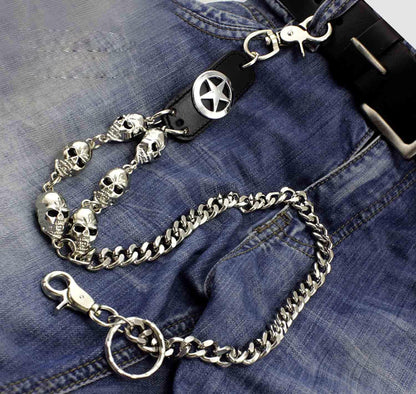 THE MEN THING Biker Fashion SKULL CROSS WAIST CHAIN - Alloy Long Wallet Biker Jeans Chain with Lobster Clasps for Men & Boys - "28"inch