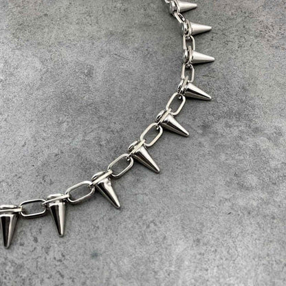 THE MEN THING Biker Fashion SPIKE CHAIN SILVER - Alloy Long Wallet Biker Jeans Chain with Lobster Clasps for Men & Boys - "26"inch