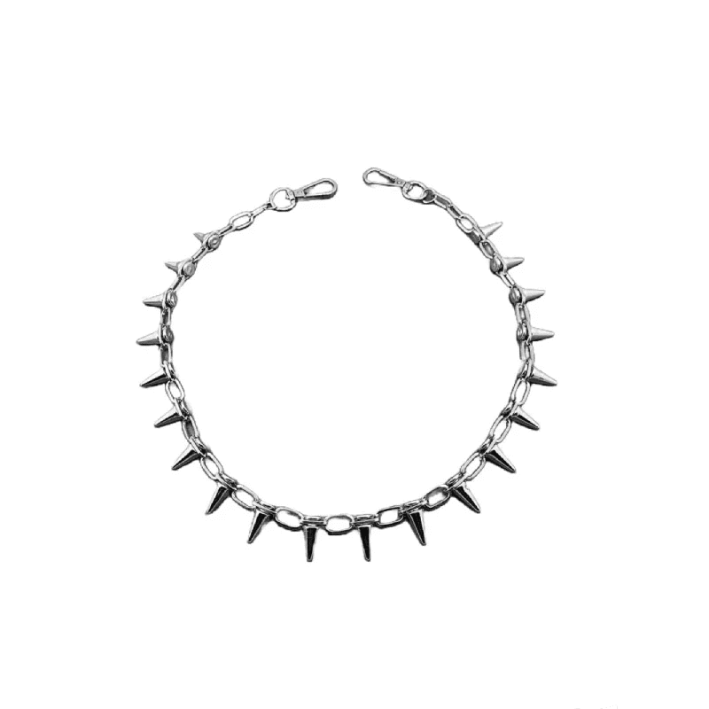 THE MEN THING Biker Fashion SPIKE CHAIN SILVER - Alloy Long Wallet Biker Jeans Chain with Lobster Clasps for Men & Boys - "26"inch