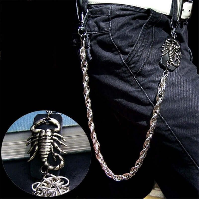 THE MEN THING Biker Fashion STINGER CHAIN - Alloy Heavy Wallet Biker Jeans Chain with Lobster Clasps for Men & Boys - "27"inch