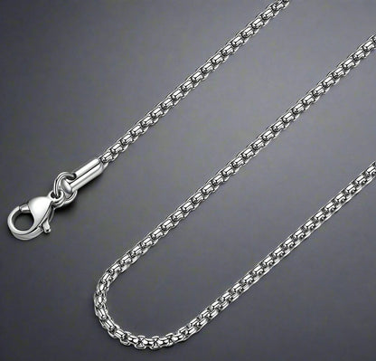 THE MEN THING Chain 26 Inch Chain - ROUNDED BOX - 3mm Chain Stainless Steel