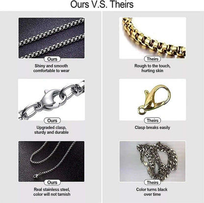 THE MEN THING Chain BLACK  ROUND BOX -  3mm Chain Stainless Steel 24 inch Necklace for Men & Boys