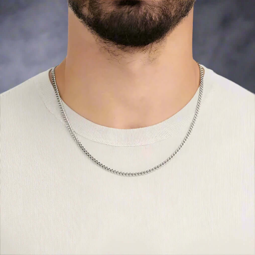 THE MEN THING Chain DIAMOND-CUT CUBAN CHAIN - 6mm Pure  Stainless Steel Chain - 21.5inch for Men & Boys