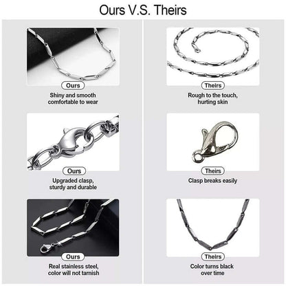 THE MEN THING Chain RICE CHAIN BLUE - Pure Stainless Steel 24inch - European Trending Style - Necklace for Men & Boy