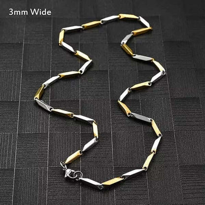 THE MEN THING Chain RICE CHAIN - Gold Silver Tone - Pure Stainless Steel 24inch - European Trending Style for Men & Boys