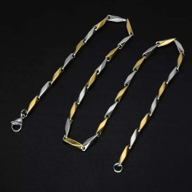 THE MEN THING Chain RICE CHAIN - Gold Silver Tone - Pure Stainless Steel 24inch - European Trending Style for Men & Boys