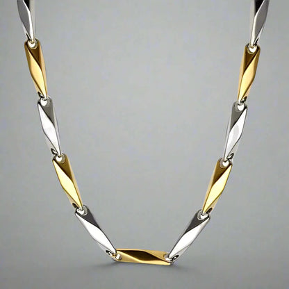 THE MEN THING Chain RICE CHAIN - Gold Silver Tone - Pure Stainless Steel 24inch - European Trending Style for Men & Boys