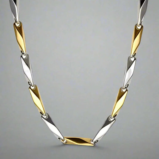 THE MEN THING Chain RICE CHAIN - Gold Silver Tone - Pure Stainless Steel 24inch - European Trending Style for Men & Boys