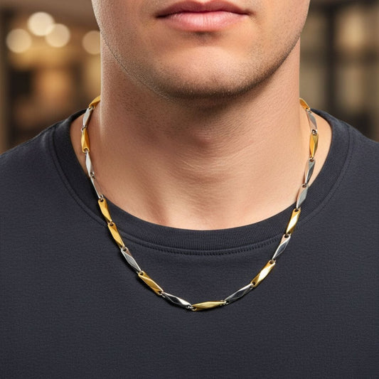 THE MEN THING Chain RICE CHAIN - Gold Silver Tone - Pure Stainless Steel 24inch - European Trending Style for Men & Boys