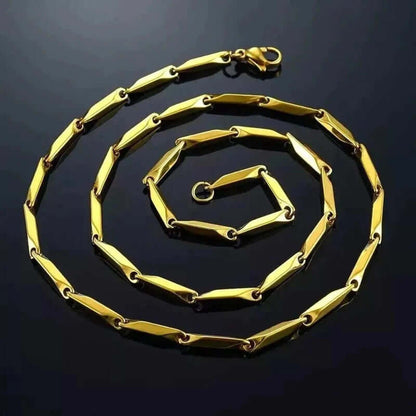 THE MEN THING Chain RICE CHAIN - Gold Tone -  Pure Stainless Steel 24inch - European Trending Style for Men & Boy