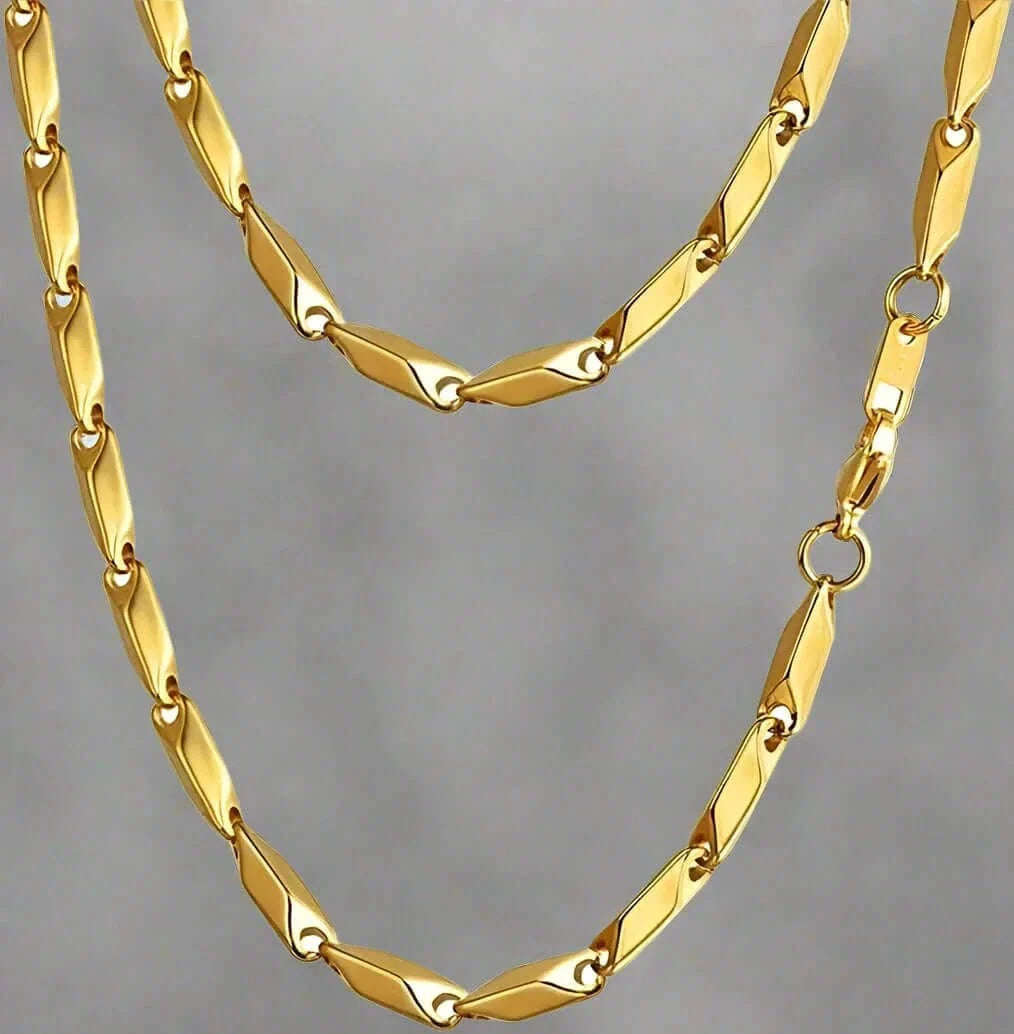 THE MEN THING Chain RICE CHAIN - Gold Tone -  Pure Stainless Steel 24inch - European Trending Style for Men & Boy