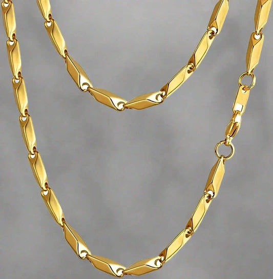 THE MEN THING Chain RICE CHAIN - Gold Tone -  Pure Stainless Steel 24inch - European Trending Style for Men & Boy