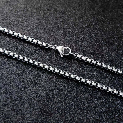 THE MEN THING Chain SILVER ROUNDED BOX - 3mm Chain Stainless Steel 18" to 32" inch Necklace for Men & Boy's