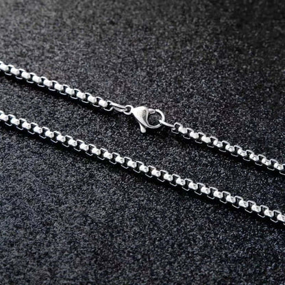 THE MEN THING Chain SILVER ROUNDED BOX - 3mm Chain Stainless Steel 18" to 32" inch Necklace for Men & Boy's