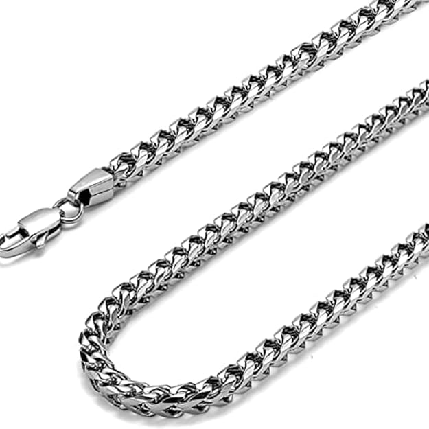 THE MEN THING Chain WHEAT CHAIN -  4mm  Pure Stainless Steel Chain, 24inch for Men & Boys