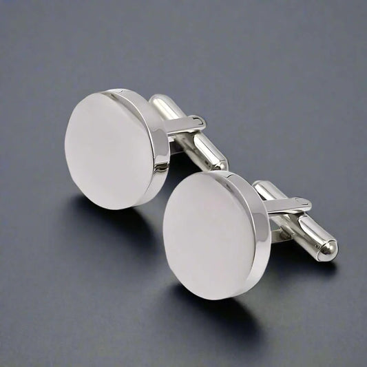 THE MEN THING Cufflinks 15 CLASSIC ELEGANCE - Silver Tone - Titanium Steel Cufflinks for Men and Boys (Size 15mm)