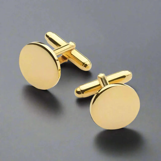 THE MEN THING Cufflinks CLASSIC ELEGANCE - Gold Tone - Titanium Steel Cufflinks for Men and Boys (Size 15mm)