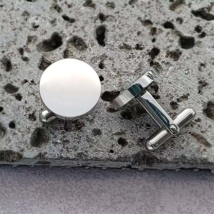 THE MEN THING Cufflinks CLASSIC ELEGANCE - Silver Tone - Titanium Steel Cufflinks for Men and Boys (Size 15mm)