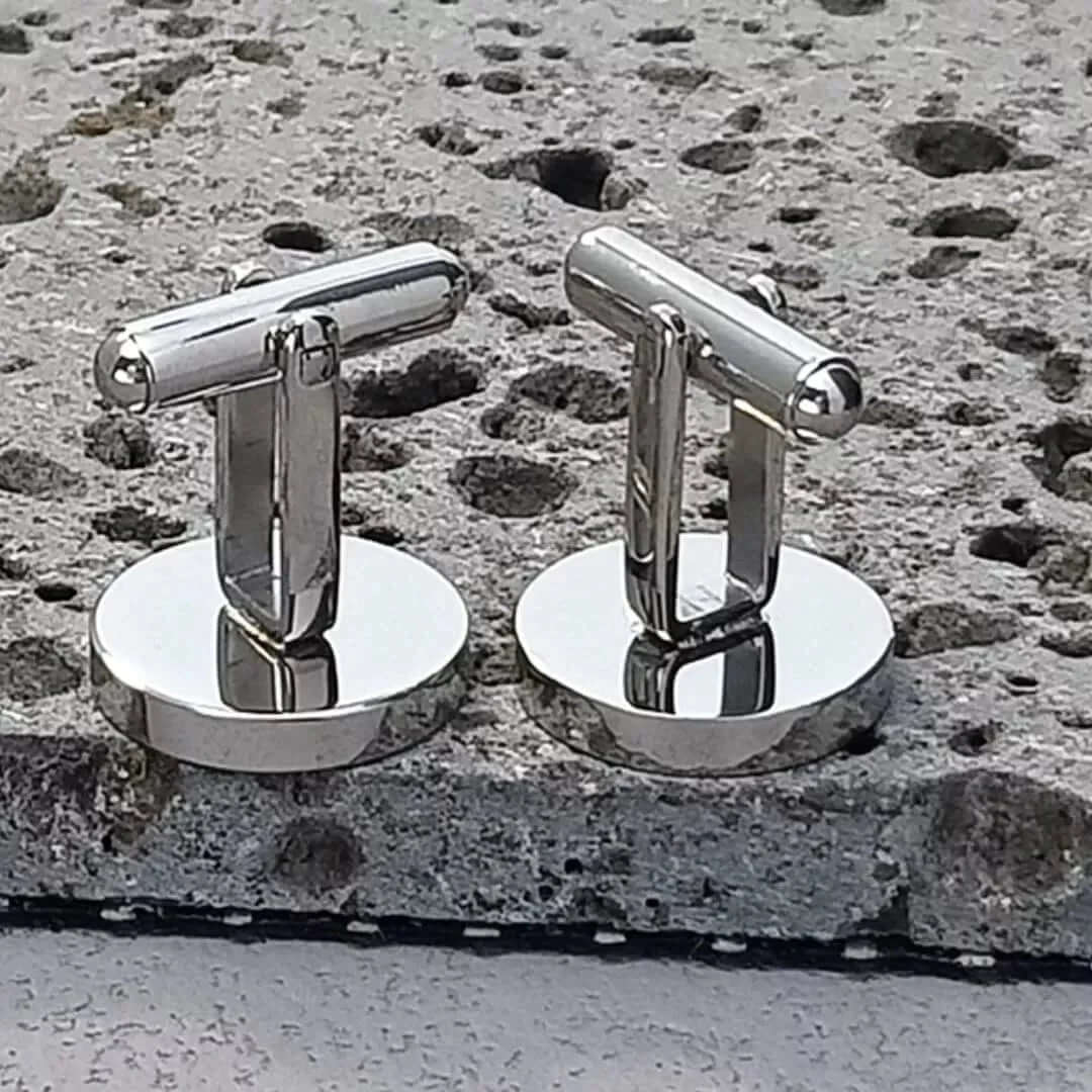 THE MEN THING Cufflinks CLASSIC ELEGANCE - Silver Tone - Titanium Steel Cufflinks for Men and Boys (Size 15mm)
