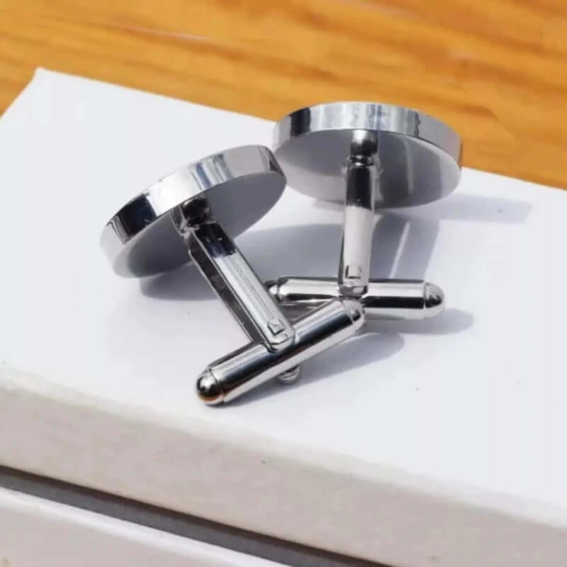 THE MEN THING Cufflinks CLASSIC ELEGANCE - Silver Tone - Titanium Steel Cufflinks for Men and Boys (Size 15mm)