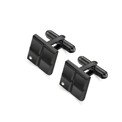 THE MEN THING Cufflinks GRID LUXE - Black Tone - Titanium Steel Cufflinks for Men and Boys