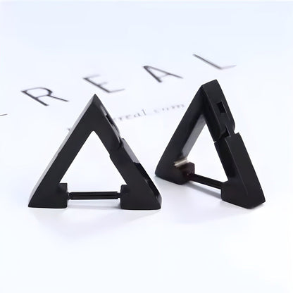 THE MEN THING Earring BLACK ATLAS - Pure Titanium Steel Hoop Earrings for Men & Boys (2pcs)