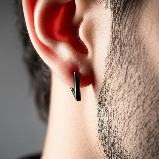 THE MEN THING Earring BLACK ATLAS - Pure Titanium Steel Hoop Earrings for Men & Boys (2pcs)
