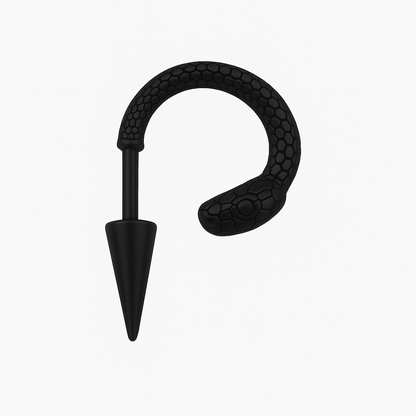 THE MEN THING Earring BLACK COBRA SPIRAL - 6mm Pure Titanium Steel Hoop Earrings for Men & Boys (2pcs)