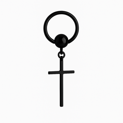 THE MEN THING Earring BLACK CRUX NOIR - Pure Titanium Steel Hoop Earrings for Men & Boys (2pcs)
