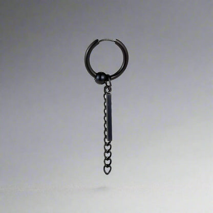 THE MEN THING Earring BLACK DROPCORE - 2.5mm Pure Titanium Steel Hoop Earrings for Men & Boys (2pcs)