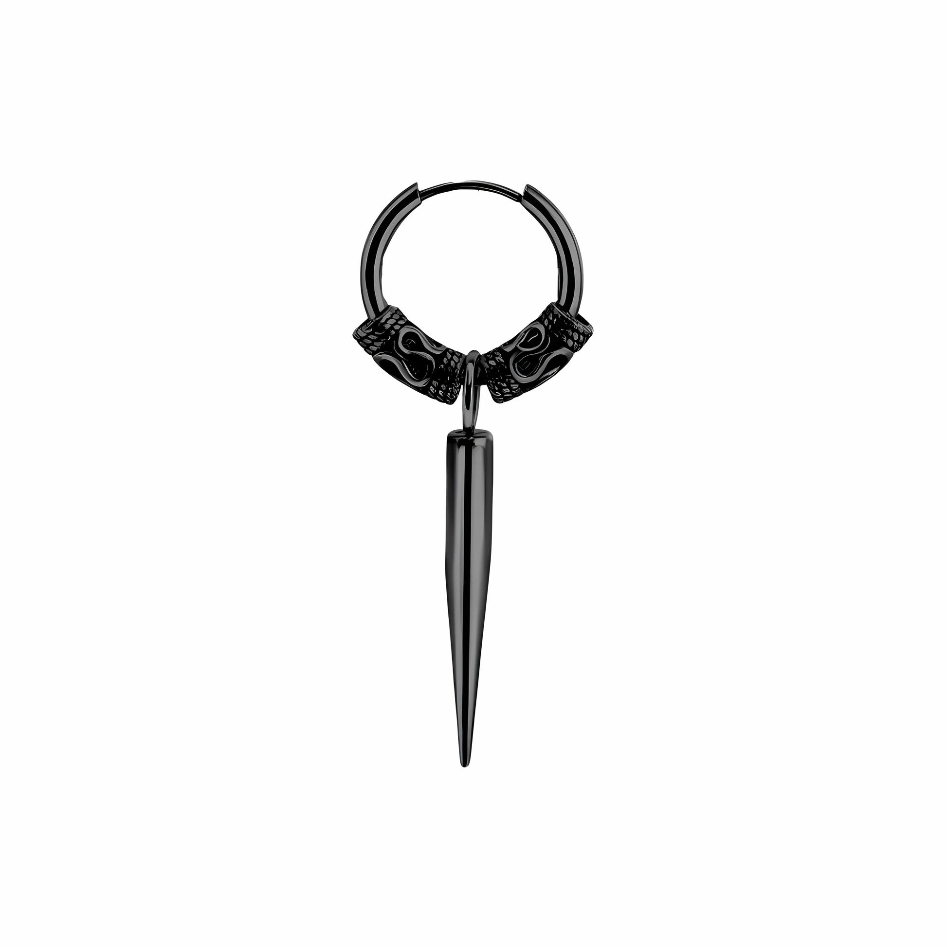 THE MEN THING Earring BLACK LOKI’S FANG - 14mm Pure Titanium Steel Hoop Earrings for Men & Boys (2pcs)