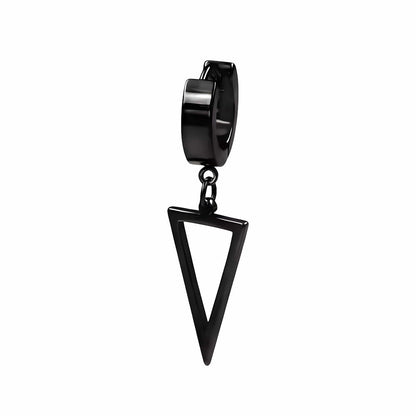 THE MEN THING Earring BLACK TRIAD EDGE - 4.9mm Pure Titanium Steel Hoop Earrings for Men & Boys (2pcs)