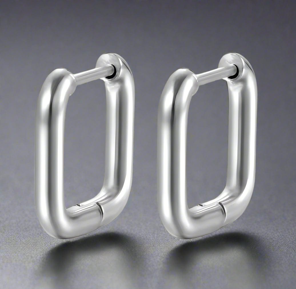 THE MEN THING Earring BOXED LINK - 10mm Pure Titanium Steel Hoop Earrings for Men & Boys (2pcs)