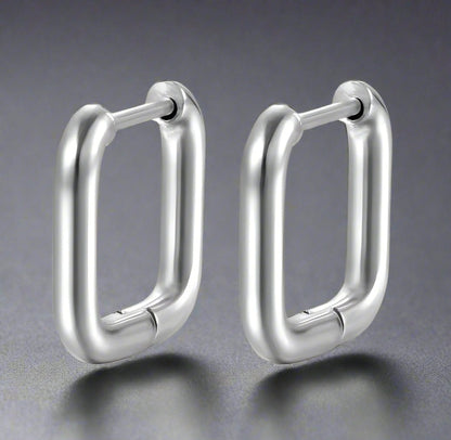 THE MEN THING Earring BOXED LINK - 10mm Pure Titanium Steel Hoop Earrings for Men & Boys (2pcs)