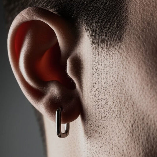 THE MEN THING Earring BOXED LINK - 10mm Pure Titanium Steel Hoop Earrings for Men & Boys (2pcs)