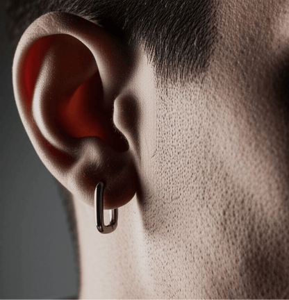 THE MEN THING Earring BOXED LINK - 10mm Pure Titanium Steel Hoop Earrings for Men & Boys (2pcs)