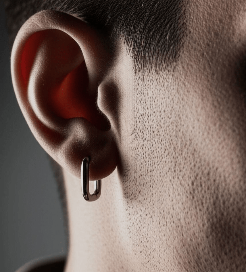 THE MEN THING Earring BOXED LINK - 10mm Pure Titanium Steel Hoop Earrings for Men & Boys (2pcs)