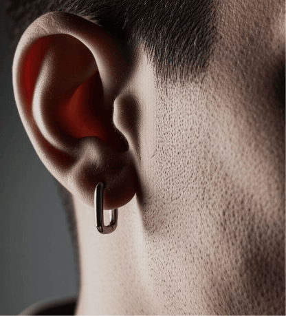 THE MEN THING Earring BOXED LINK - 10mm Pure Titanium Steel Hoop Earrings for Men & Boys (2pcs)
