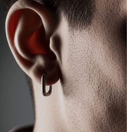THE MEN THING Earring BOXED LINK - 10mm Pure Titanium Steel Hoop Earrings for Men & Boys (2pcs)